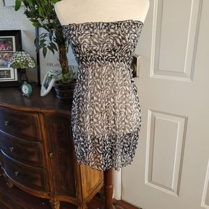 Strapless Black & White Printed Swim Coverup